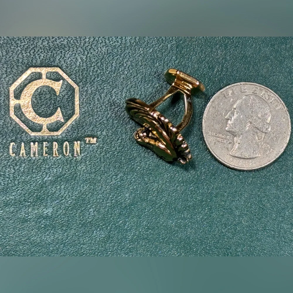 VTG Rick Cameron Horse Head Cufflinks Vermeil 925 Silver-Gilt 24k Gold Wildlife